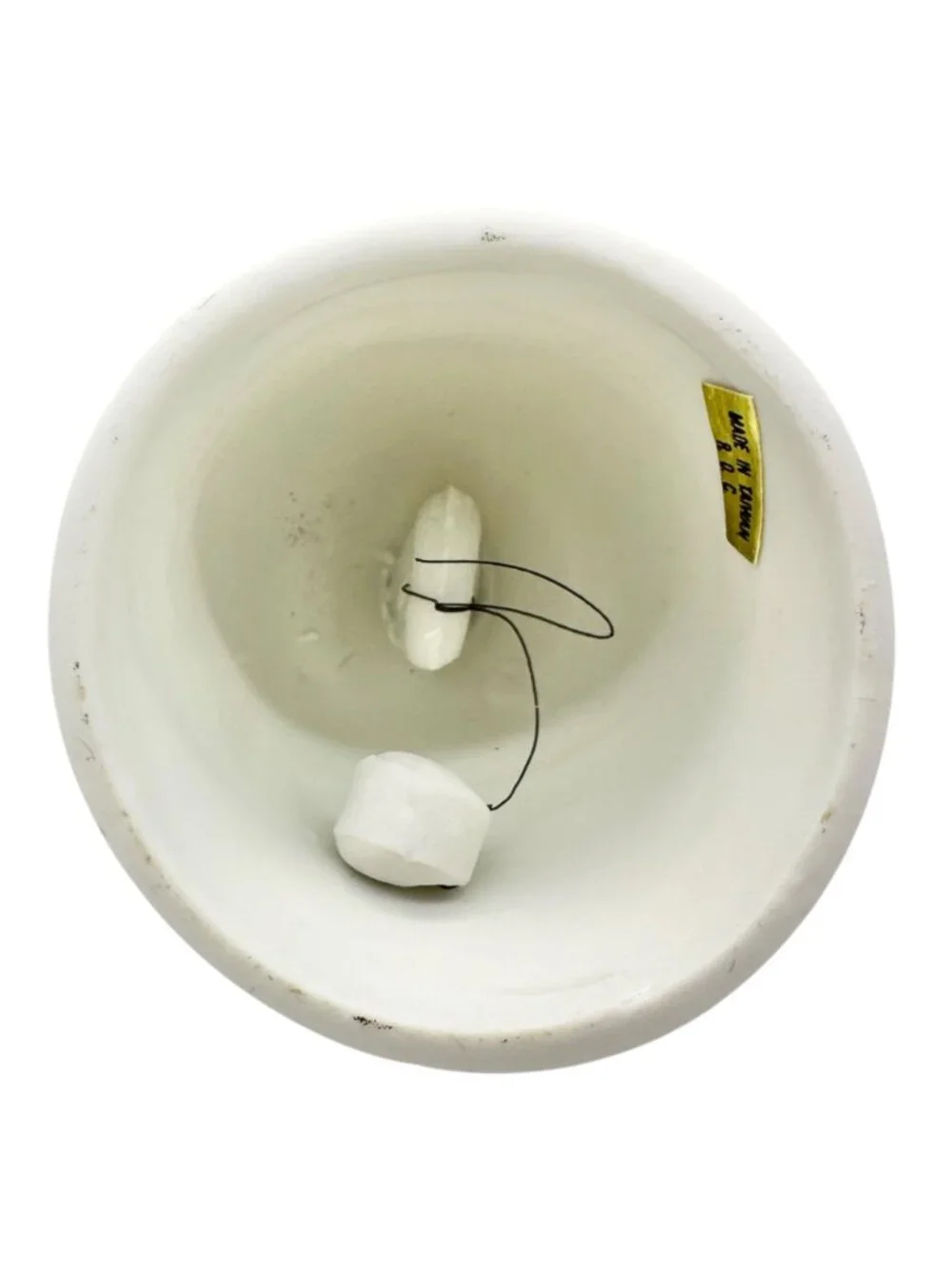 Porcelain Bell in White With Praying Hands Floral Design Gold Accents 4